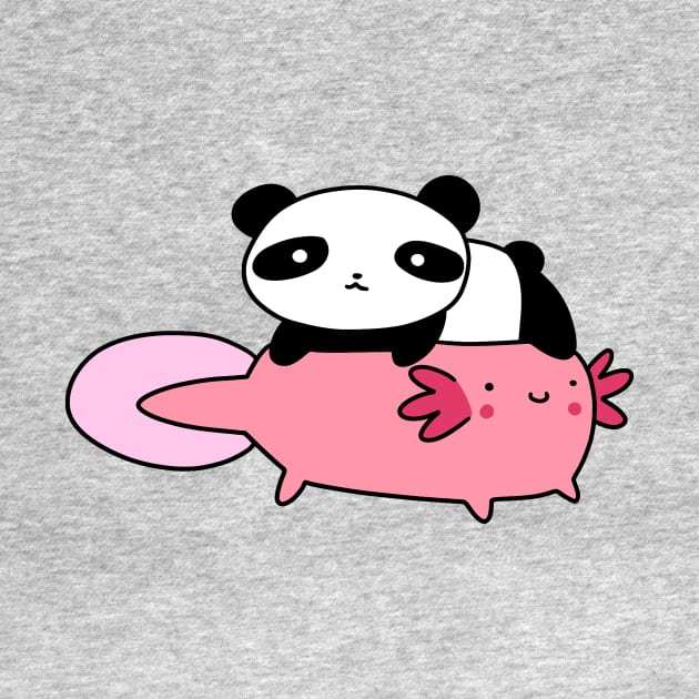 Lil Panda and Axolotl by saradaboru